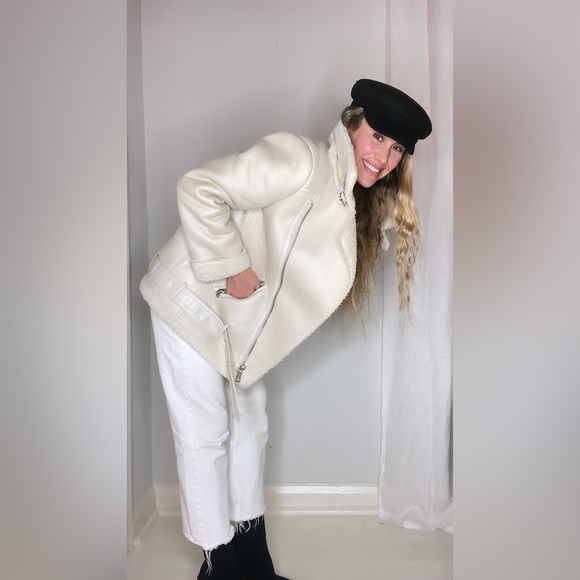 ZARA CREAM WINTER MOTO JACKET - Picture 3 of 10